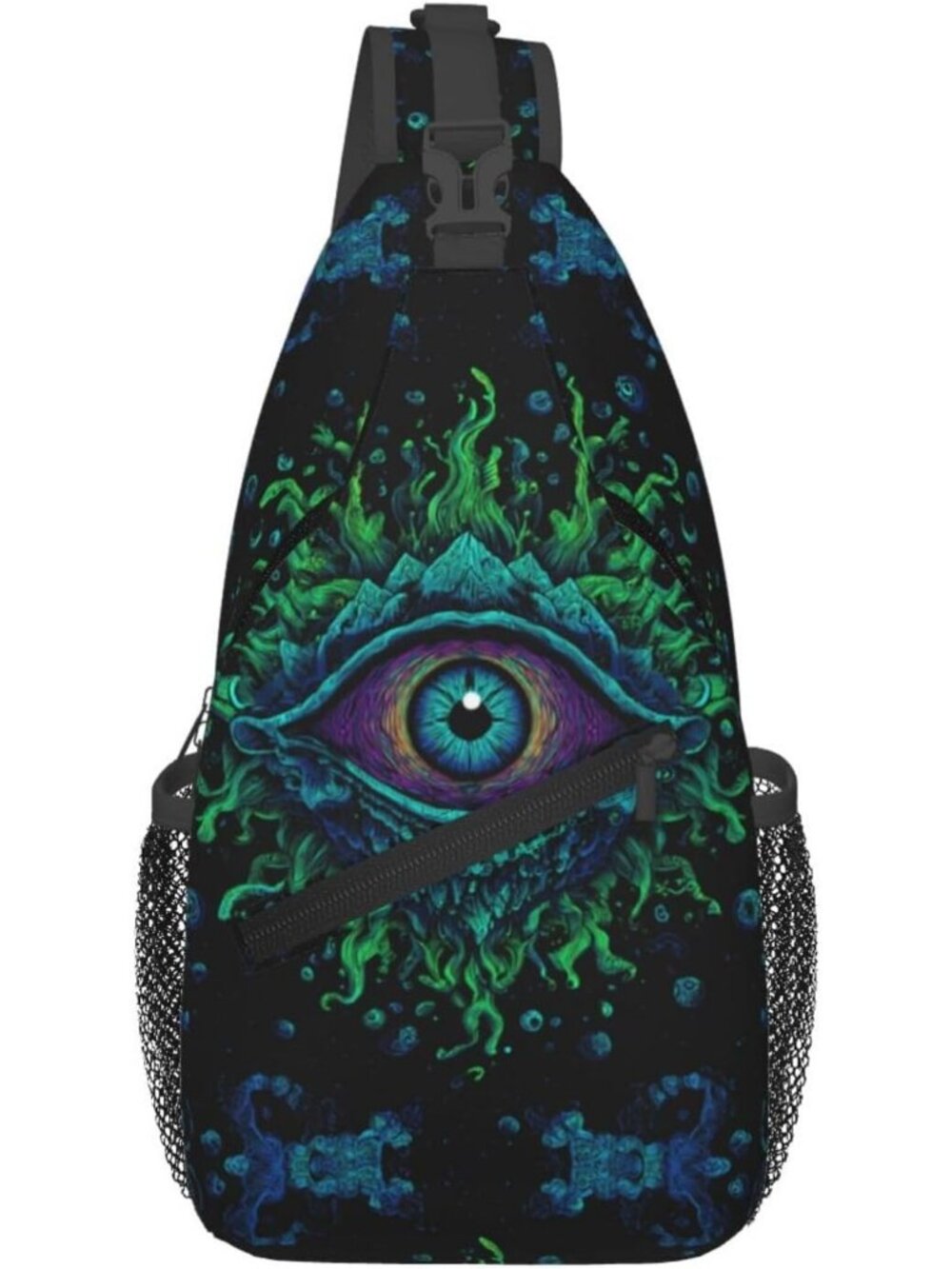 Unisex Trippy Halloween Travel Hiking Sling Backpack Crossbody Casual Bag
